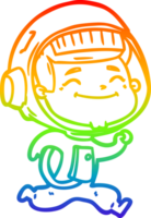 rainbow gradient line drawing of a happy cartoon astronaut png