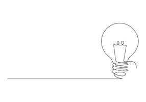 Continuous line drawing of light bulb energy concept pro illustration vector