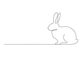 Conejo continuo uno línea dibujo prima ilustración vector