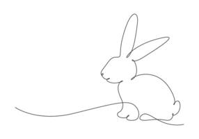 Rabbit continuous one line drawing premium illustration vector