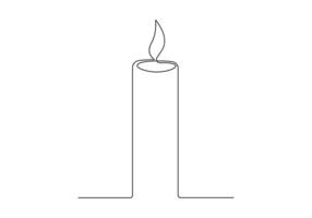 Burning candle continuous one line drawing premium illustration vector