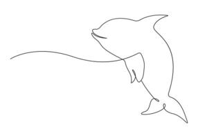 Dolphin continuous one line drawing pro illustration vector