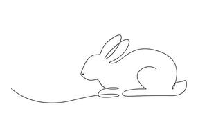 Rabbit continuous one line drawing premium illustration vector