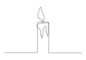 Burning candle continuous one line drawing premium illustration vector