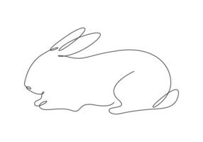 Rabbit continuous one line drawing premium illustration vector