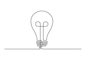 Continuous one line drawing of light bulb pro illustration vector