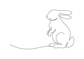 Rabbit continuous one line drawing premium illustration vector