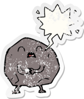 cartoon rock with speech bubble distressed distressed old sticker png