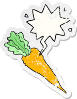 cartone animato carota con discorso bolla afflitto afflitto vecchio etichetta png