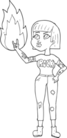 hand drawn black and white cartoon rock girl png