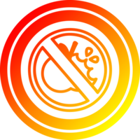 Nein gesund Essen kreisförmig Symbol mit warm Gradient Fertig png