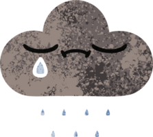 retro illustration style cartoon of a storm rain cloud png