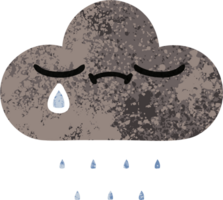 rétro illustration style dessin animé de une orage pluie nuage png