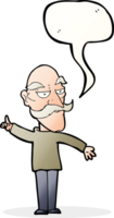 Cartoon alter Mann erzählt Geschichte mit Sprechblase png