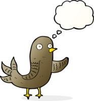 tecknad serie vinka fågel med trodde bubbla png