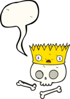 hand drawn speech bubble cartoon magic crown on old skull png