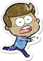 distressed sticker of a cartoon shocked man png