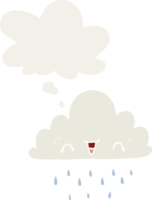 cartoon storm cloud with thought bubble in retro style png