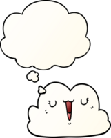 cute cartoon cloud with thought bubble in smooth gradient style png