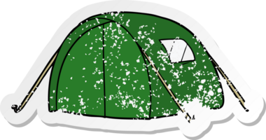 nödställda klistermärke av ett tecknat tält png