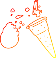 warm gradient line drawing of a cartoon ice cream png