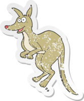 retro distressed sticker of a cartoon kangaroo png