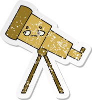 distressed sticker of a cute cartoon telescope png