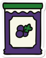 sticker of a quirky hand drawn cartoon blueberry jam png