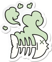 sticker of a quirky hand drawn cartoon dead fish png