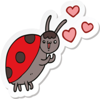 sticker of a cute cartoon ladybug in love png