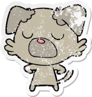 distressed sticker of a cartoon dog png