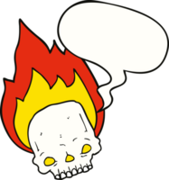 spooky cartoon flaming skull with speech bubble png