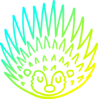 cold gradient line drawing of a cartoon spiky hedgehog png