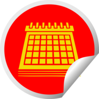 cirkulär peeling klistermärke tecknad serie av en arbete kalender png