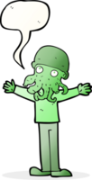 cartoon alien squid face man with speech bubble png