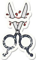 distressed sticker tattoo in traditional style of barber scissors png