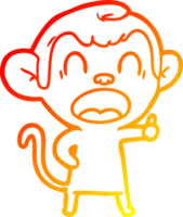 warm gradient line drawing of a yawning cartoon monkey png