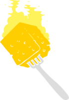 flat color illustration of cheese on fork png