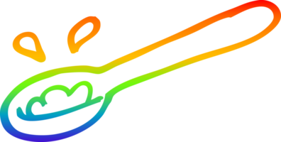 rainbow gradient line drawing of a cartoon ladle of food png