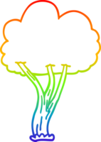 rainbow gradient line drawing of a cartoon blooming tree png