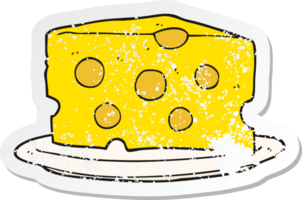 pegatina retro angustiada de un queso de dibujos animados png