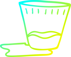 cold gradient line drawing of a cartoon spilt drink png