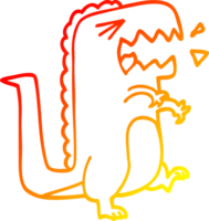 warm gradient line drawing of a cartoon roaring t rex png