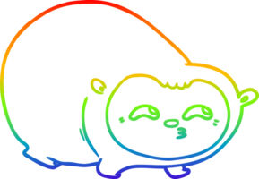 rainbow gradient line drawing of a cartoon wombat png