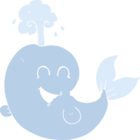 flat color illustration of whale spouting water png