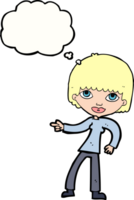 cartoon woman pointing with thought bubble png