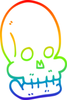 rainbow gradient line drawing of a cartoon funny skull png