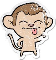 distressed sticker of a funny cartoon monkey png