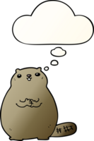 cartoon beaver with thought bubble in smooth gradient style png