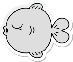adesivo de um peixe de desenho animado desenhado à mão peculiar png